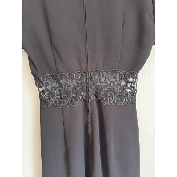 Vintage MAGGY LONDON Women’s Midi Dress Gown Size 10 Black Whimsigoth Cocktail - Picture 7 of 11